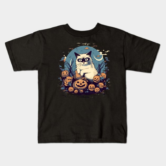 Ragdoll Cat Halloween, Cat Lover Kids T-Shirt by dukito